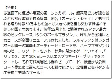 シンガポールマラソン特徴