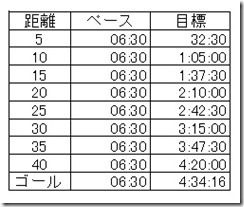 松本マラソン目標