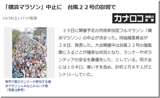 横浜マラソン中止