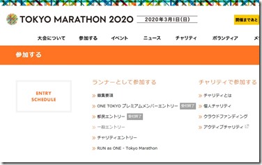 東京マラソン2020エントリー３
